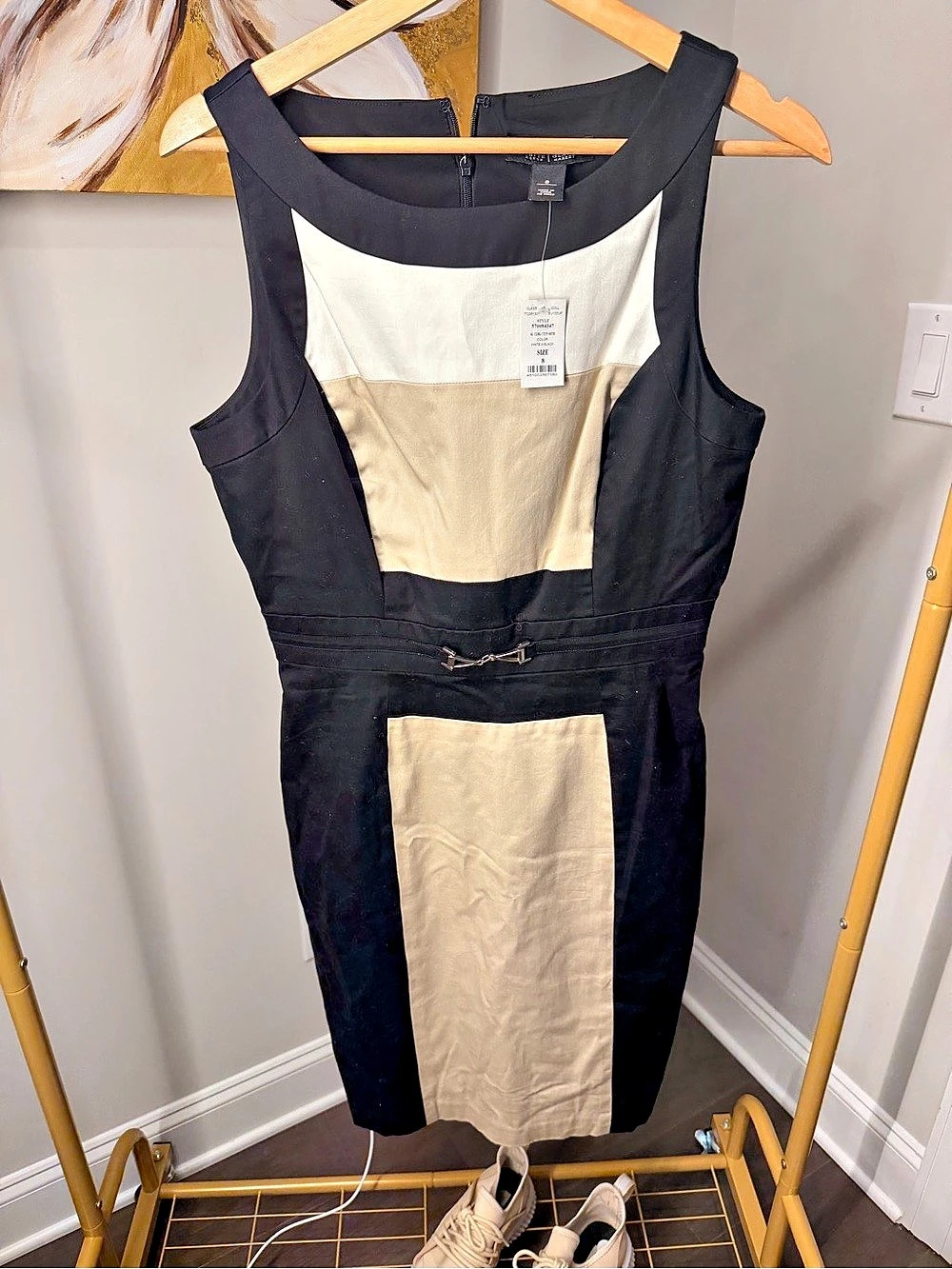 White House Black Market Color Block Midi Dress Size 8 NWT